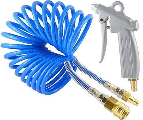 Fittingteile - Tuyau spiralé avec pistolet de soufflage avec raccords à air comprimé NW 7,2 rotatif (longueur de travail : 5 m).