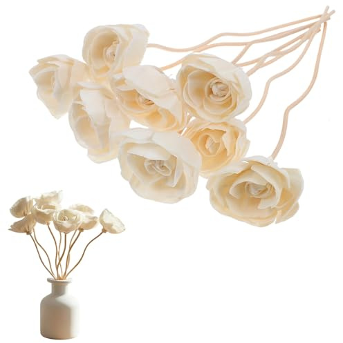 Cabilock Duftstäbchen 8 Stück Aromatherapie Diffusorstäbchen Blumen-Design, Rattan Stäbchen Für Ätherische Öle Und Raumduft Ideal Für Badezimmer Wohnzimmer Schlafzimmer Und Küche