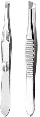 Tweezers for Women Facial Hair,High Precision Stainless Steel Tweezerman Tweezers for Eyebrows Facial Hair, Splinter and Ingrown Hair Removal,2 Count