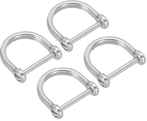 PATIKIL D-Ring Schäkel, 4er Pack 5/8 Zoll Innenbreite Edelstahl U-Form Kleine Schäkel für DIY Lederhandwerk Ersatz, Silberfarben