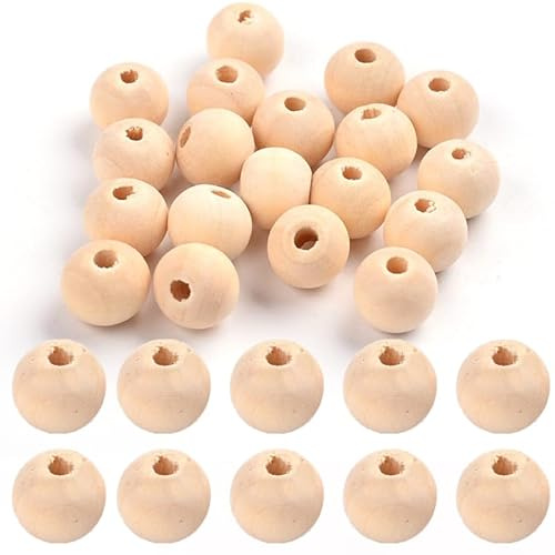 Sparkeads 1000 Stück 10 mm natürliche unlackierte Holzperlen für Schmuckherstellung, runde Holzperlen, lose Perlen, Abstandshalter für Rosenkranz, Makramee, Handwerk, Armbänder, Herstellung