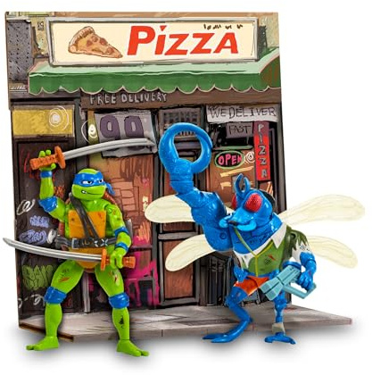 Tortugas Ninja Leonardo Vs. Super Fly Movie Face Off Lot de 2 Figurines d'action articulées 12 cm Personnages du Film Chaos Mutant avec Accessoires de Combat pour garçons et Filles à partir de 4 Ans