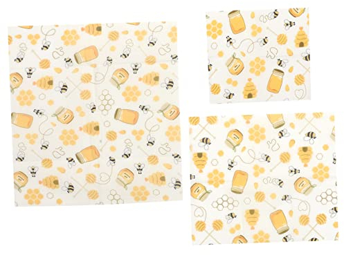 GLEAVI 3er Set Bienenwachs Lebensmittel Wraps Wiederverwendbare Baumwollverpackungstücher Für Brot Snacks Frische Lagerung