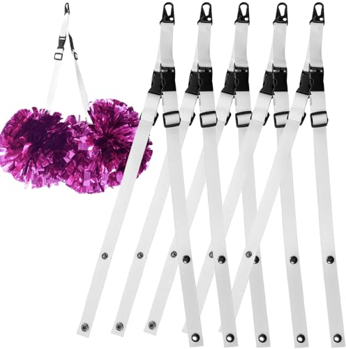 aiviwiai Pom Pony Pom Halter für Rucksack Cheer - Verstellbarer Cheer Pom Poms Halter - Cheer Bag Zubehör für Pom Pom Schutz (Weiß/5 Stück)