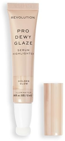 Revolution Pro, Dewy Glaze Serum Highlighter, Lightweight & Blendable, Illuminating Formula, Golden Glow, 12ml
