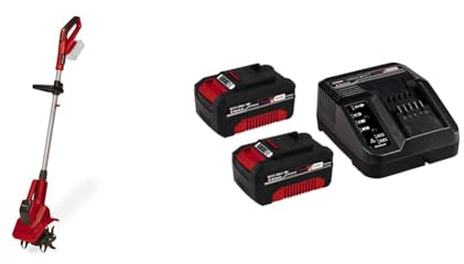 Einhell Motoazada con batería, 18 V, Iones de Li, regulación de Velocidad & PXC-Kit Inicio PXC 18V 2x3,0 Ah (2 baterías y Cargador, para Todos los Dispositivos PXC