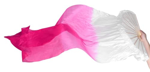 PATIKIL Belly Dance Silk Fan Veil, Women Long Folding Dance Fan Wood Fan for Dance Performance Right Hand