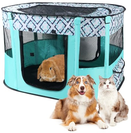 Peelanmall Parque para Cachorros Parque para Animales Plegable para Perros, Corral para Cachorros Tela Oxford Caseta para Perros, Corral para Cachorros Tienda Rectangular para Perros Conejos Cobayas