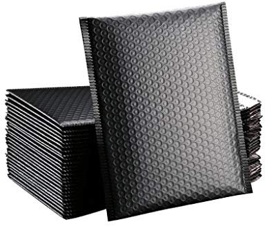 LuftpolsterumschläGe 50PCS Schwarz Blase Mailer Matte Umschlag Tasche Mailer Verpackung Taschen for Business Gefüttert Poly Mailer Selbst Dichtung Versand Taschen Versandtaschen Luftpolster(Color:25x3