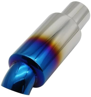 Schalldämpfer Auto Motorrad Universal Edelstahl ID 51mm 63mm 76mm Styling Auspuffanlage Schalldämpfer Endrohr Spitze Endrohr(Blue 51MM)