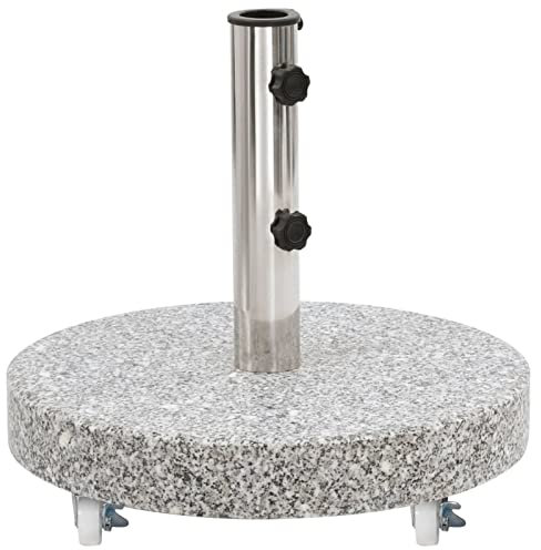 Tidyard Socle de Parasol Granite 30 kg Rond Gris Base de Lestage, Pied de Parasol pour Parasols, Support de Parasol pour Terrasse, Piscine, Patio, Jardin, Balcon