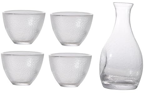 Amosfun Japanese Sake Cup Pot Set Glass Wine Cup Kit 1 Pot Suitable for Serving Sake and Liquor at Home or Parties