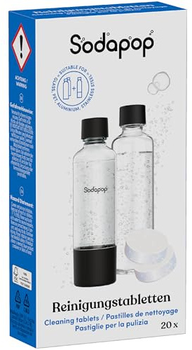 Sodapop Reinigungstabletten, 20er-Pack für Glasflaschen, PET-Flaschen, Edelstahlfaschen und Aluminiumflaschen