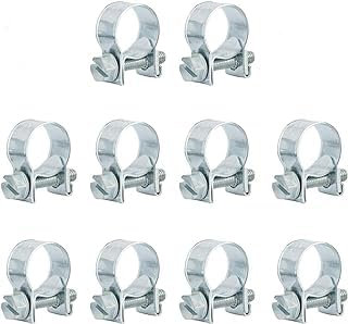 QINALO 10-Pack efficient and Durable Zinc-Plated Mini Hose Clamps, 16-18mm Size(5/8 - 23/32),Suitable for Fuel Injection Systems, Hydraulic Lines, Cars, Radiators, Gardens, etc.