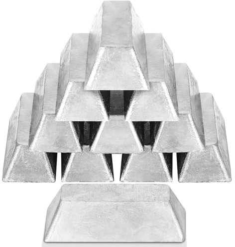 Moxweyeni 10 Stück reine, weiche Blei-Barren mit 99,9 % Reinheit, jeder Blei-Schmelztopf zum Gießen von Angelblei, Angelgewichte, Kugeln, Gießen (7,9 x 3,1 x 2,8 cm)
