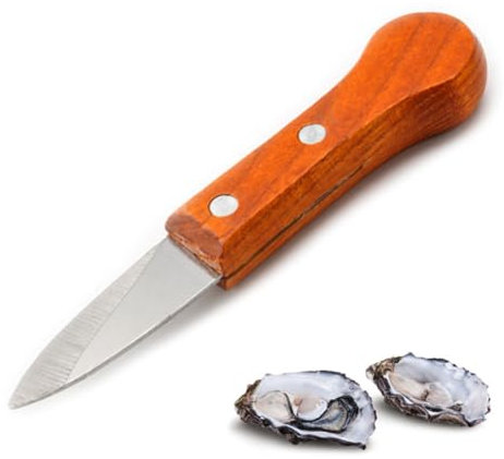 WEKADRIN Herramienta Inoxidable Para Ostras y Mejillones Con Mango De Madera Utensilios De Cocina Descascarar y Servir Shellfish