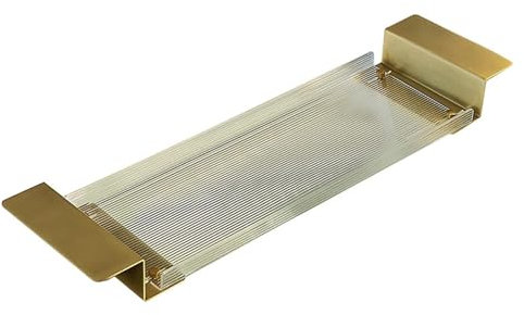 GAROEN Badewannentablett, Badewannenablage aus Acryl, erweiterbares, transparentes Badewannentablett mit rutschfesten Griffen, Leseablage, Tablet-Halter (A, 80 cm)