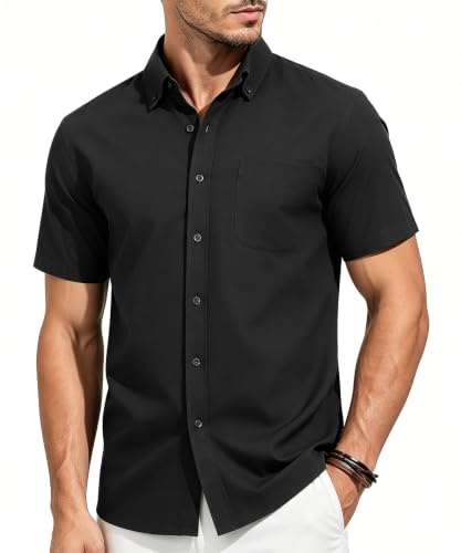 Casey Kevin Camicia Uomo Maniche Corte - 100% Cotone - Colletto con Bottoni