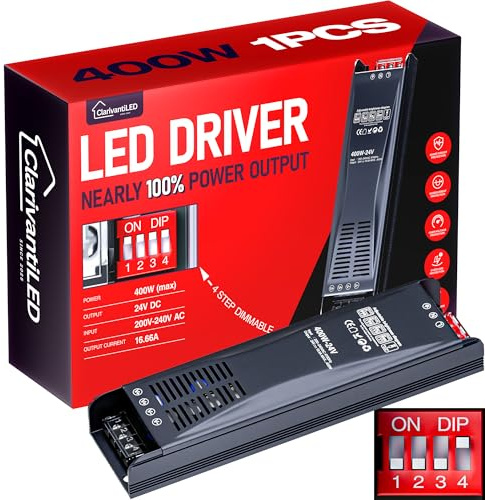 ClarivantiLED LED Transformador dimmable 24V 400W 16.66A 1pcs 220V a 24V fuente alimentacion para alimentador power supply transformador luces LED driver alimentación conector seguro