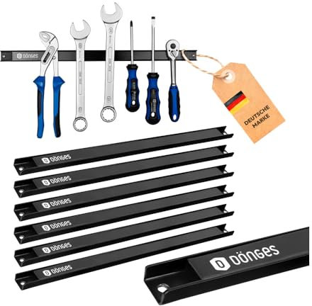 Dönges Magnetleiste 6er Set - Werkzeughalter Wand | 46cm aus Stahl | 23kg Tragkraft | Magnetischer Werkzeug-Organizer für Werkstatt, Garage, Schuppen | Rostfrei, inkl. Schrauben