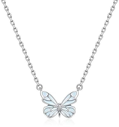 fdsmall Glühende Schmetterling Fee Halskette für Frauen, Dainty Schmetterling Anhänger 14K Titan Stahl Kette Schmuck