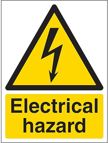 V Safety Electrical Hazard 150 x 200 mm - Glow In The Dark 1mm Rigid Plastic Safety Sign