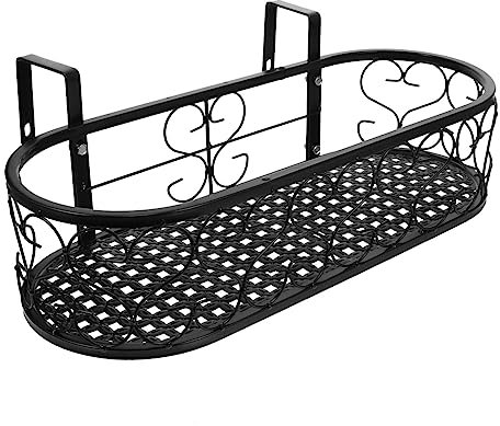 HYTROVE Support Suspendu pour Pot de Fleurs en Fer Noir Robuste, Étagère Résistante pour Balcon ou Jardin, Facile à Installer et Solide