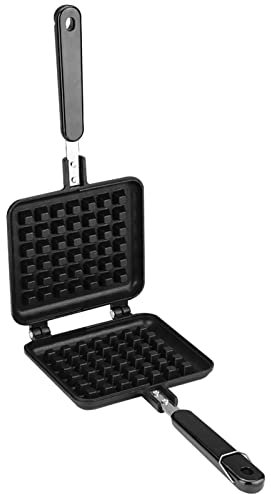 Wakects Waffle Maker Waffle Baking Tool Pan for Gas Stove Non-Stick Aluminum Alloy with Long Heat Insulation Handle Not for Induction Cooker