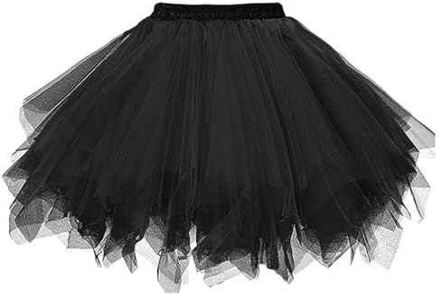 EDLMKM Black Tutu Adult, Tutu Skirts for Women, Classic Elastic 4 Layered Tulle Tutu Skirt, Women 80's Tutu Skirt, for Adult Teen Dance Ballet Skirts for Dress-up Parties Dancing