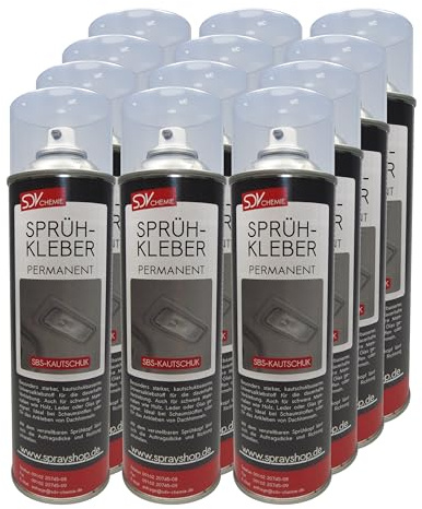 SDV Chemie Sprühkleber 12x 500ml extra starker Powerkleber | Kontaktkleber, Haftkleber, Spray