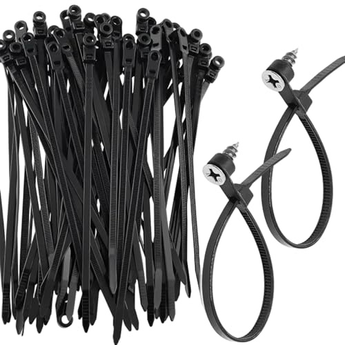 100 bridas con orificio para tornillo, bridas para cables de nailon resistentes para uso en interiores y exteriores con orificio para tornillo, brida con cable, alambre, hebilla de corbata, Zi