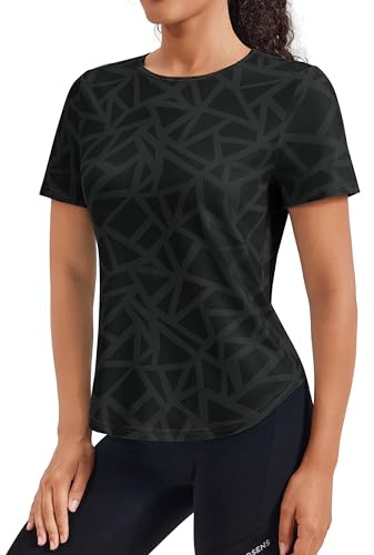 PINSPARK Damen Sportshirt Kurzarm Atmungsaktiv Rundhal Funktionsshirt | Stretch Material,Atmungsaktiv Leicht,Perfekt für Yoga,Fitness,Laufen den Aktiven Sommer Look
