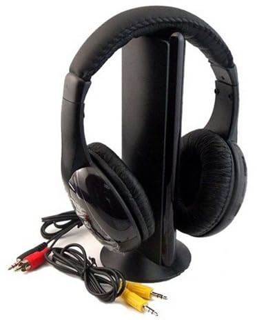 MH2001 5-in-1 Wireless Headset with Microphone Hi-Fi Subwoofer Headphones FM Radio Wired Interchangeable for TV Computer Online Chat Monitoring Surround Sound 30M Effective Distance