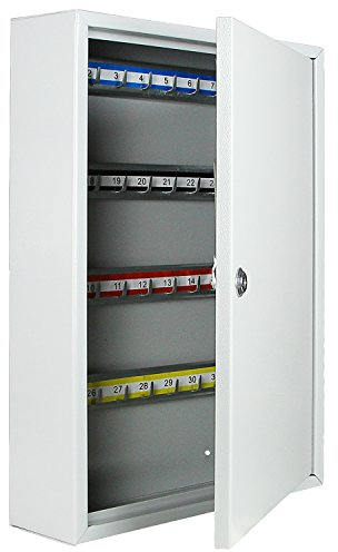 HMF 13564-07 Schlüsselschrank 64 Haken verstellbare Hakenleisten, 45,0 x 30,0 x 8,0 cm, lichtgrau