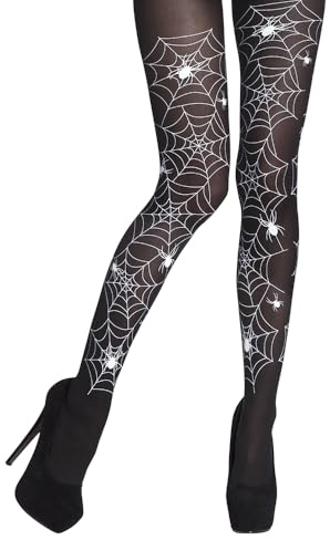 Boland 87860 - Collants toiles d'araignée, araignées, bas nylon, noir et blanc, costume, carnaval, soirée à thème, Halloween