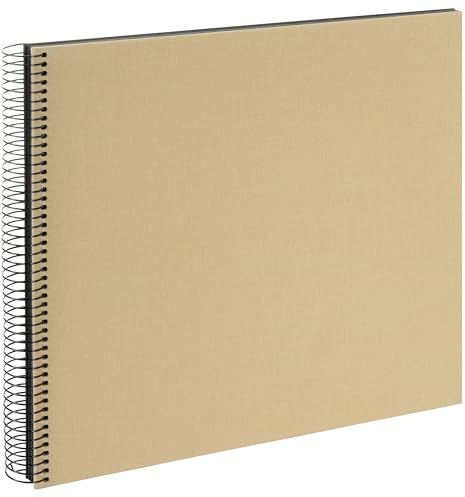 goldbuch 25 506 Spiralalbum Bella Vista Beige, Foto Album 35 x 30 cm, Fotoalbum mit 40 schwarze Seiten, vorderes Cover aus Leinen, Fotobuch für Bilder und Fotos zum Einkleben, Einband Sandfarben