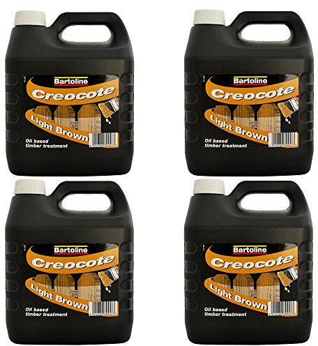 Bartoline Creocote Creosote Substitute Light Brown Timber Wood Fence Treatment 4Ltr (Pack of 4)