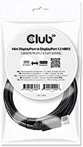 Club3D CAC-2163 Mini to 1.2 HBR2 Displayport Cable M/M 2m/6.56' 30AWG