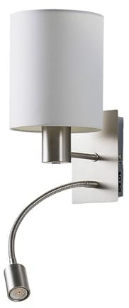 Lindby Vägglampa, vägglampa inomhus 'Shajan' (modern) i vit av textil/siden för vardagsrum matsal (1 lamor, E27) - Textil vägglampor, väggspots, vägglampor sovrum/vardagsrum