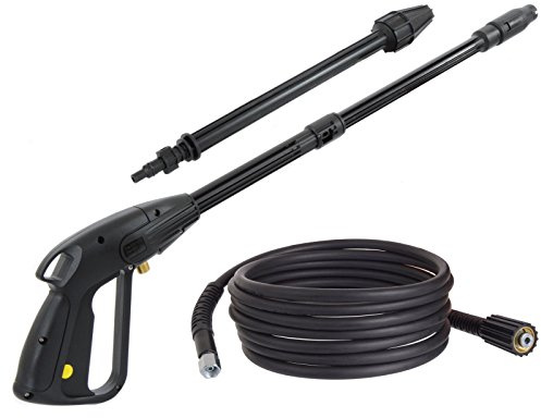 TECHKAR Hobby K Series Hochdruckreiniger Pistole Pin mit Hochdruckschlauch M22x1,5 14mm & Lanze – Verstellbare Düse – Kompatibel mit Kärcher – 15m Schlauch