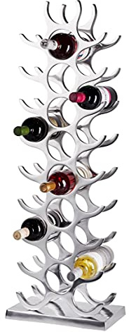 MichaelNoll Weinregal Flaschenregal Flasche Aluminium Silber Luxus - Weinständer, Regal Modern aus Metall - Flaschenhalter/Flaschenständer für Flaschen Sekt, Wein und Champagner - 101 cm XXL