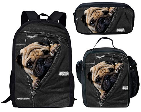 Hugs Idea Chat mignon Sac à déjeuner isotherme 3d animaux Boîte à lunch Cooler Pocket Pet 6 Pattern Set