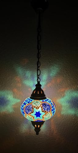 Samarkand - Lights Mosaiklampe Mosaik - Hängeleuchte L orientalische lampe Deckenlampe Blau-Stern