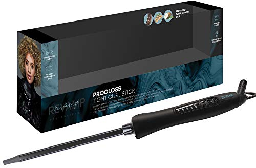 REVAMP Tight Curl Stick - Fer à Friser pour Boucles Serrées, Fer à Friser en Céramique Infusé d’Huile Progloss, Température Réglable, Pince Fine pour Bouclage Précis