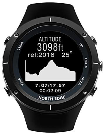 GXLX Multi-function Outdoor Sports Mountaineering Watch Compass Barometer Step Light Sense Heart Rate Meter,Black