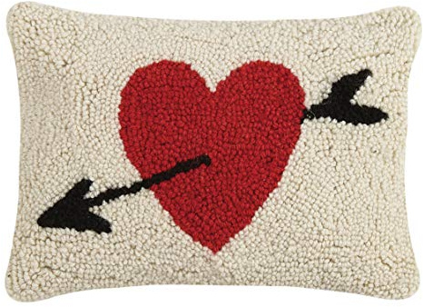 Peking Handicraft 30JES815C12OB Heart Cupid's Arrow Hook Pillow, 12-inch Length