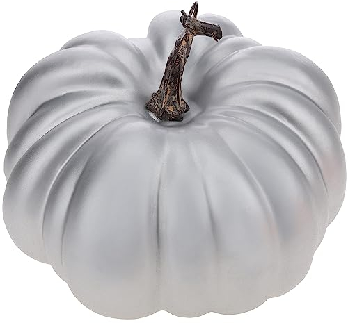Gresorth 20 cm Riss Fälschung Halloween Kürbis Künstlich Cushaw zum Herbst Fallen Party Christmas Dekoration - Silber