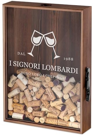 Maverton Raccogli tappi di sughero o birra, con stampa personalizzata | in legno, cavatappi per vino e birra con un coltellino, scatola porta tappi, idee regalo, insieme