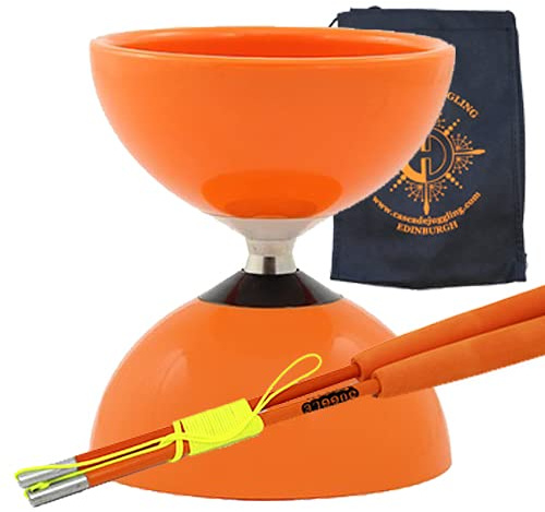 Juggle Dream Diabolo à roulement carrousel et bâtons en fibre avec sac – Ensemble Diablo à roulement pour enfants (Orange)