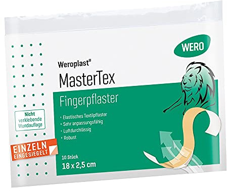 WERO Weroplast® MasterTex Fingerpflaster 18 x 2,5 cm, 10 Stk/Pkg | textiles Gewebe, elastisch & atmungsaktiv, einzeln verpackt